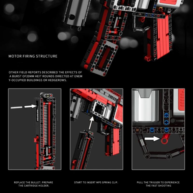  New 732pcs MP5 Submachine Gun Electric Model Building Blocks Compatible Legoingly Technic Guns Bric