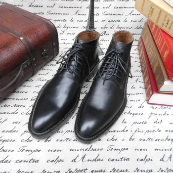 

Goodyear Casual Boots Grade Custom-made Shoes Cow Leather Pointed Toe Ankle Genuine Leather Full Grain Leather Handmade Men