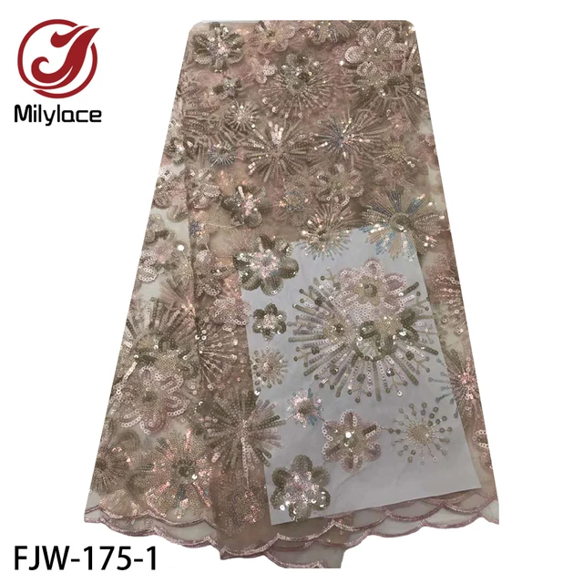 $US $89.31 2020 Latest French Sequins Net Lace High Quality African Tulle Mesh Sequence Lace Fabric for Wedding Dress FJW-175