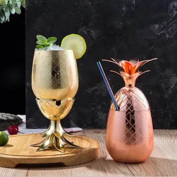 

Pineapple Cocktail Wine Glasses Stainless Steel Cocktail Cup Pineapple Cocktail Moet Glass Mug Bar Party Accessories