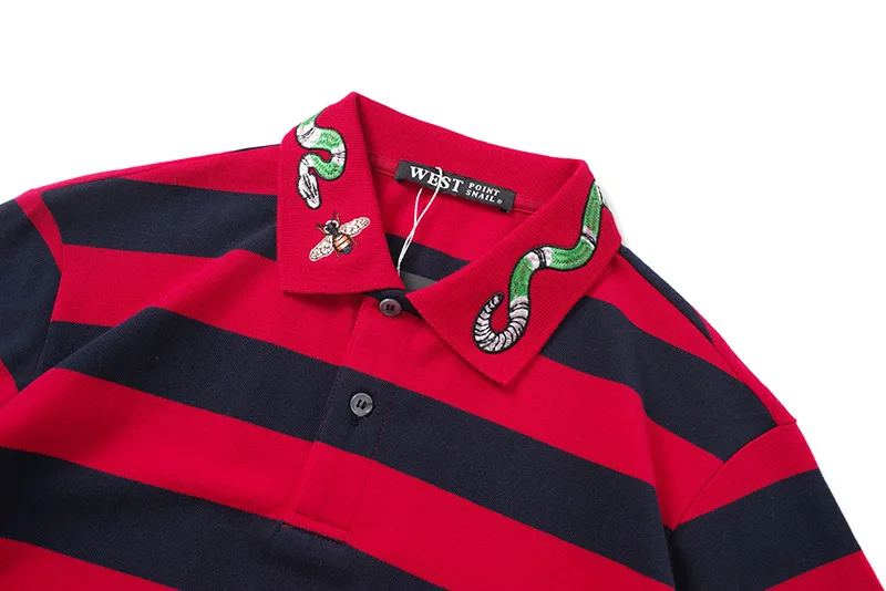 High New Novelty 2020 Men Punk Embroidered bee Snake Fashion Polo Shirts Shirt Hip Hop Skateboard Cotton Polo Top Tee #a2 28 H03e35702b8b343d5bd85d33f083884d51