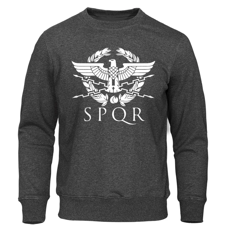 dark gray 5 Осенняя Новинка Теплая мужская толстовка с капюшоном SPQR Римский Сенат военные фракции толстовки с орлом мужские модные брендовые толстовки - Цвет: dark gray 5