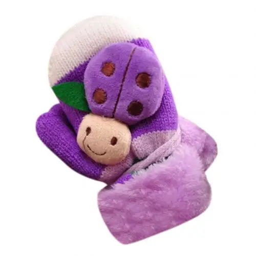 S Purple Зимние милые женские Медвежья Лапка, рукавицы, плюшевые перчатки, короткие перчатки на палец, женские перчатки на половину - Цвет: S Purple
