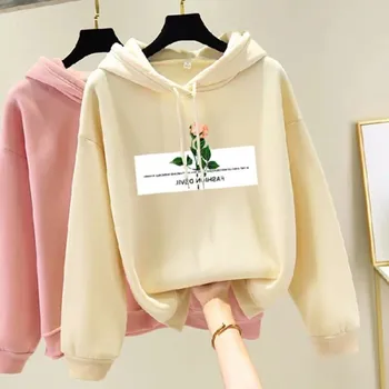 

Autumn Winter New Flower Pattern Women Thick Hoodies Korean Style Fashion Trend Long-sleeved Hooded Pullover!