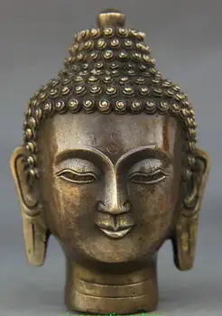 

Tibet Buddhism Copper Sakyamuni Shakyamuni Amitabha Buddha Head Bust Statue