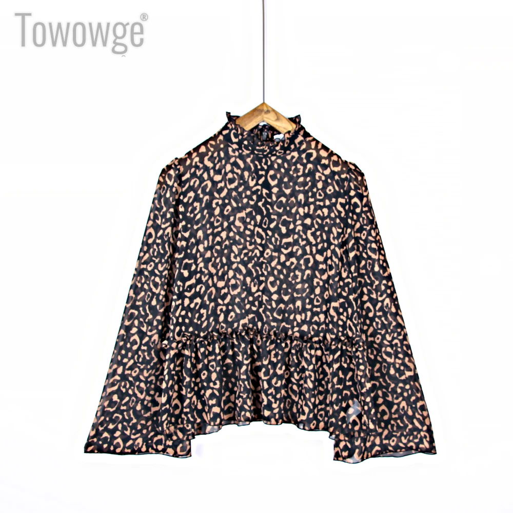 Towowge 2020 Western Style Spring Summer Blouse Shirt Woman Dress New Animal Pattern Printed Tops aesthetic clothing | Женская одежда