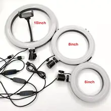 Светодиодный кольцевой светильник для фотосъемки телефона 26 см с регулируемой яркостью, кольцевой светильник для камеры телефона 10 дюймов, настольные штативы для макияжа, видео в студии
