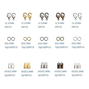 

1800Pcs Jewelry Findings Kits with Iron Cord Ends Brass Lobster Claw Clasps