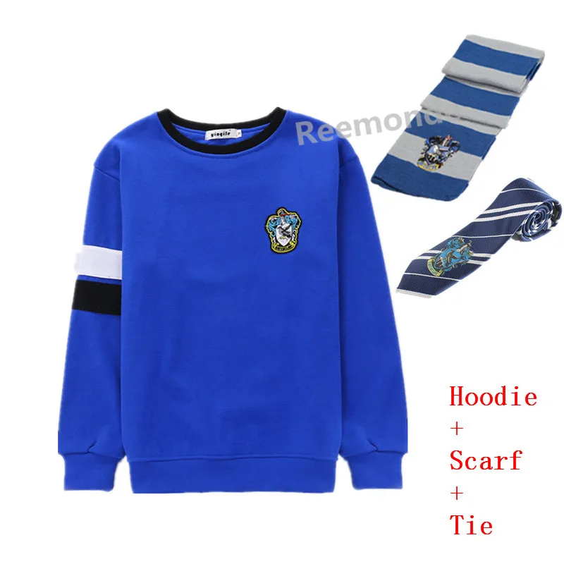 hoodie scarf tie Толстовка для взрослых Ravenclaw, косплей, Слизерин, форменная толстовка, костюм, Hufflepuff, джемпер, шарф, Гриффиндор, джемпер, свитер, Гермиона - Цвет: hoodie scarf tie