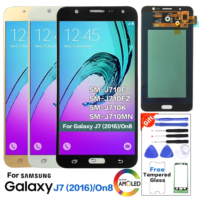 Оригинальный Super Amoled ЖК дисплей для Samsung Galaxy J7 2016 J710 J710F сенсорный дигитайзер экран