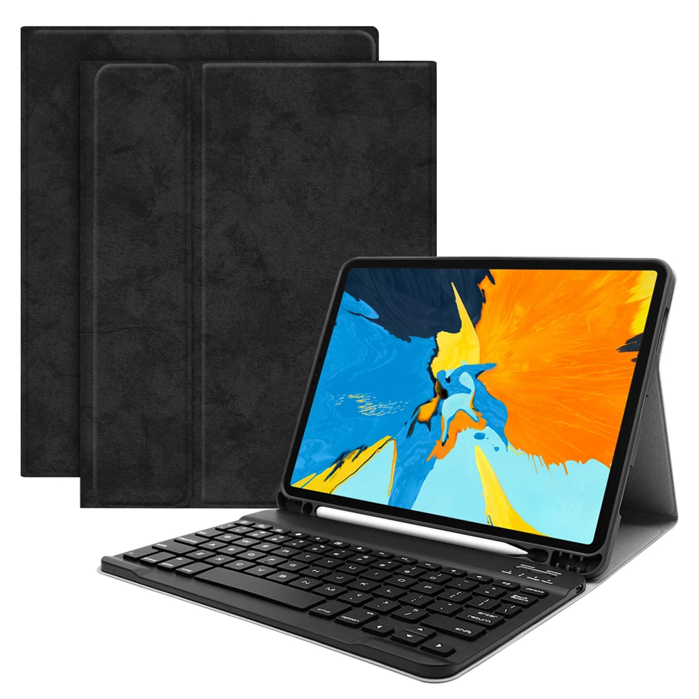 

For iPad Pro 11 inch English Bluetooth Keyboard Detachable with Cloth Grain PU Leather Tablet Protective Case with Pen Slot