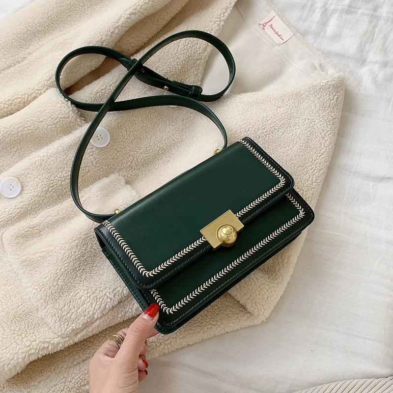

Solid color leather shoulder bag 2019 new retro small square bag fashion casual mobile phone bag purse handbag