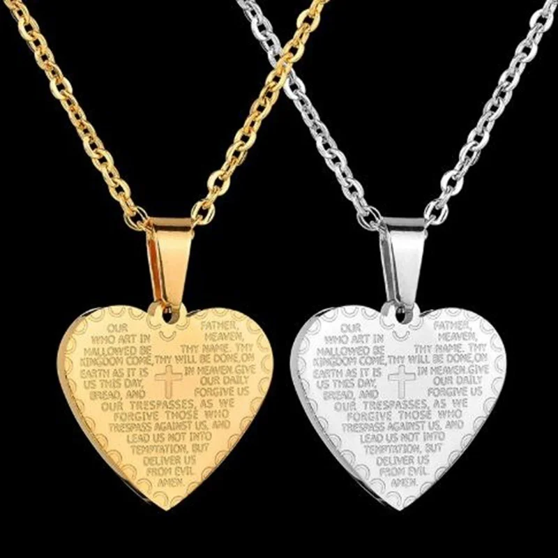 

Classic Fashion Creative Heart Stainless Steel Pendant Necklace Men Women Religious Party Banquet Jewelry Gifts