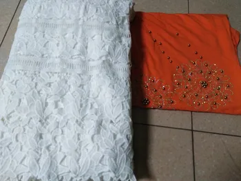 

2020 5+2yards style comfortable African milk silk Lace Fabric Water Soluble white Nigerian Guipure for Wedding MRAP051