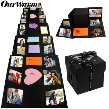 

OurWarm DIY Handmade Surprise Explosion Box Scrapbook DIY Photo Album Wedding Engagement Gift Box for Valentine Christmas
