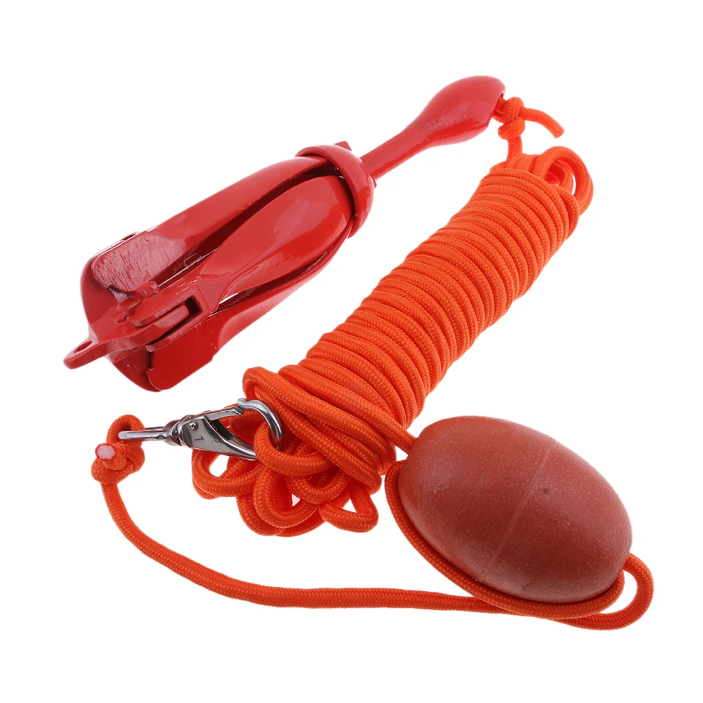 

Heavy Duty Folding Grapnel Anchor Kit System, 30 Ft. Marine Rope, Buoy