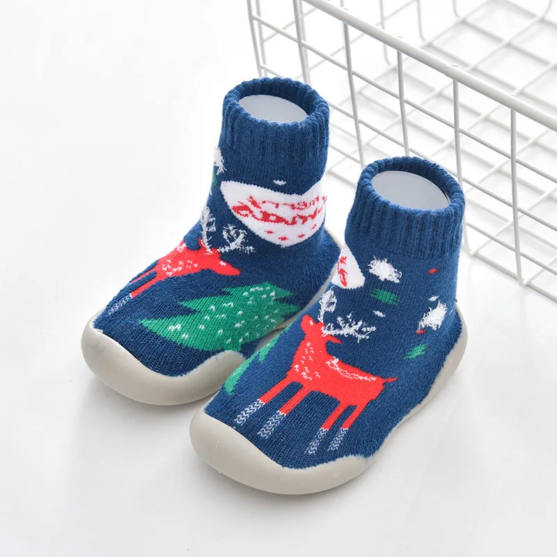 Детские ботиночки для новорожденных; рождественские милые теплые зимние ботиночки для мальчиков и девочек; удобные мягкие Нескользящие Детские ботиночки для малышей - Цвет: CYZZ004-2