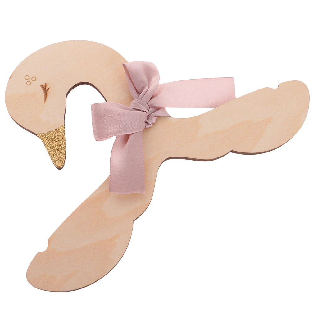 Elegant Swan Style Clothes Hangers for Baby Kids Wooden Coat Clothes Clothing Garment Hooks Rack