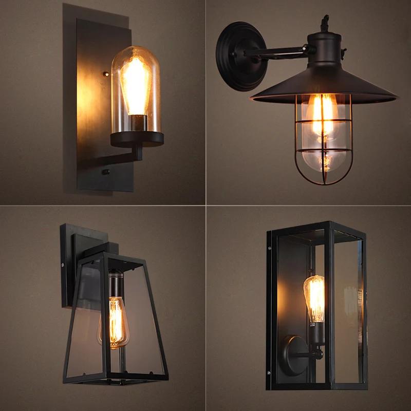 

American country oft retro nostalgia industry garden wind corridor balcony creative personality bar glass tank wall lamp