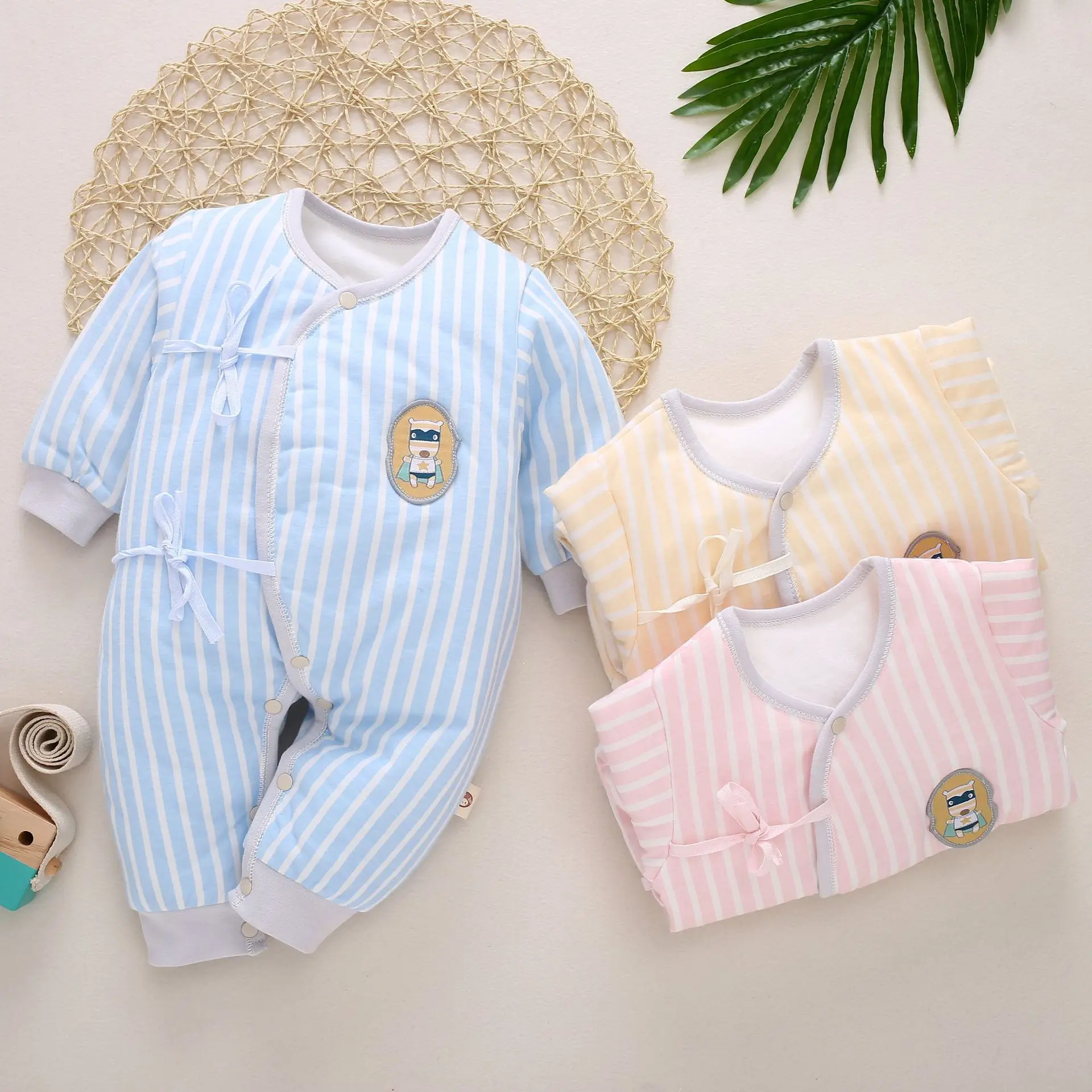Комбинезон для новорожденных; одежда из хлопка с длинными рукавами; детские комбинезоны; мягкая одежда для младенцев; детские пижамы с повязкой; комбинезоны для малышей