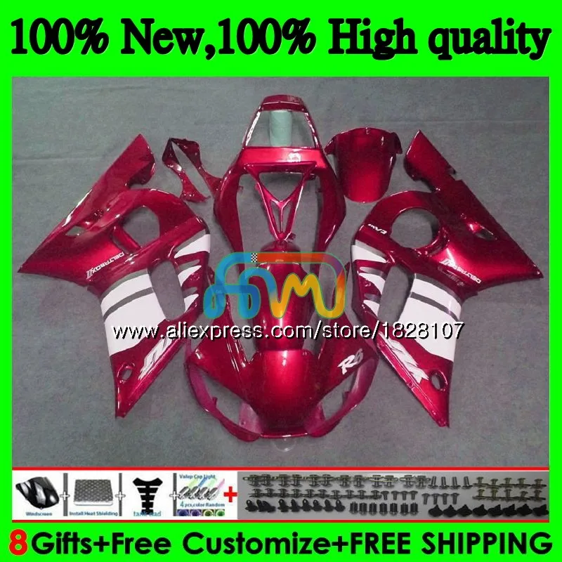 No. 1 Средства ухода за кожей для YAMAHA YZF R6 R 6 600 YZF600 YZFR6 98 99 00 01 02 50BS. 23 YZF-600 YZF-R6 1998 1999 2000 2001 2002 обтекатель металлический красные сапоги-трубы - Цвет: No. 1