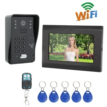 

7 Inch Video Doorbell Wired WIFI Remote APP Password Unlock IR Night Vision Intercom Rainproof 100-240V