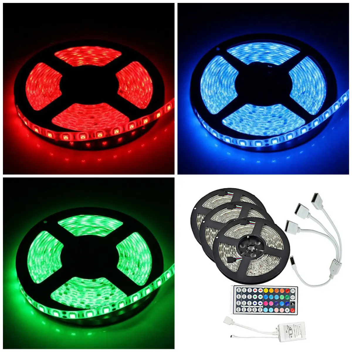 #Best Jiguoor 15M SMD5050 Waterproof RGB 450 LED Strip Tape Light Kit Christmas Home Decoration+ 44 Keys Controller + DC12V Cable