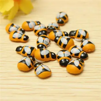 

100pcs 13mm 3D Wooden Animal Mini Bee Stickers Fridge 3D Adhesive Art Wall Sticker Room Decoration