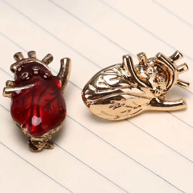 Red/Gold Enamel Heart Brooches For Women Men Hospital Clinic Professional Uniform Brooch Pins Team Gifts