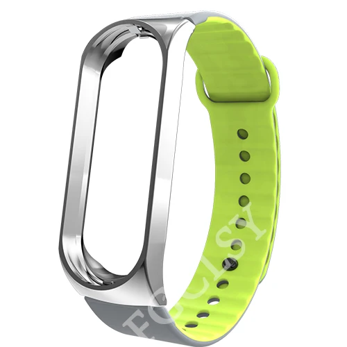 FGCLSY mi Band 4 3 спортивный ремешок для xiaomi mi band 4 3 силиконовый ремешок на запястье аксессуары браслет металлический слот для xiaomi mi band 4 - Цвет: silver graygreen