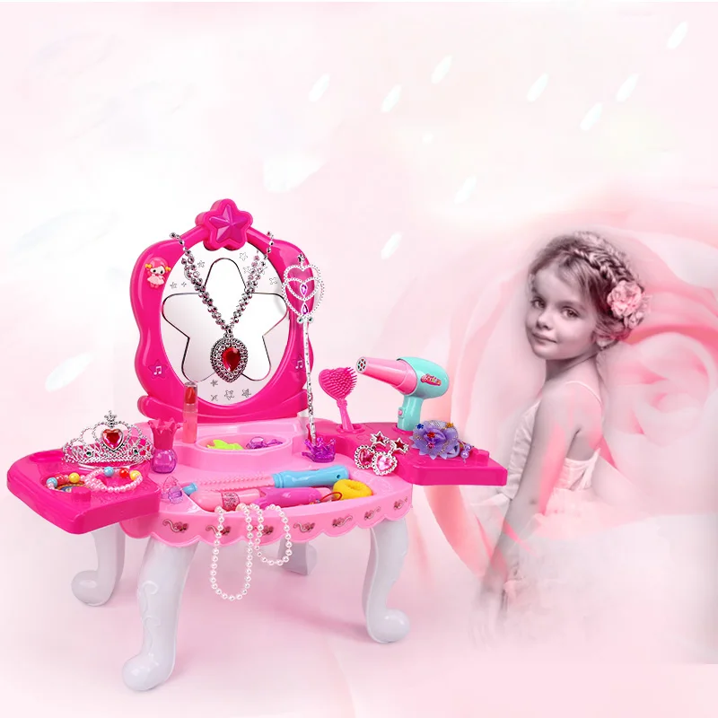 Детский туалетный столик принцессы для девочек, набор для макияжа, игрушки красавицы, ролевые игры с игрушками, детские игрушки для девочек на день рождения