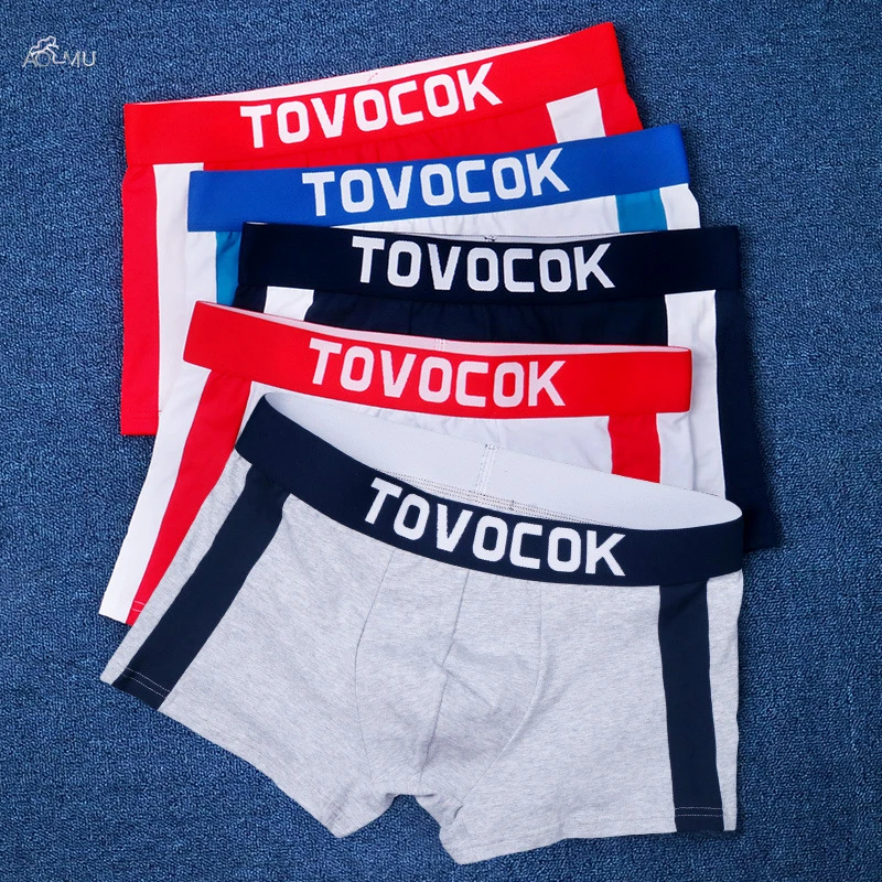 AOMU 3 шт./компл. Высокое качество Трусы мужские хлопковые нижнее бельё для девочек хит-Цвет Полосатое молодого человека, комфортные, дышащие трусы сексуальные трусы
