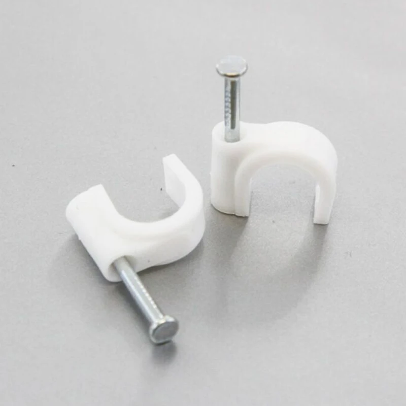 

Round 10mm Cable Wire Clips Cable Cord Tie Holder Coaxial Clamps Tacks 100PCS