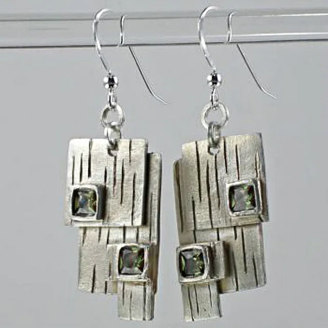Винтажный этнический богемный серьги для женщин, ювелирное изделие, квадратные геометрические серьги с темно-зеленым камнем, серьги-капли Brincos Bijoux O3D249 - Окраска металла: silver earrings