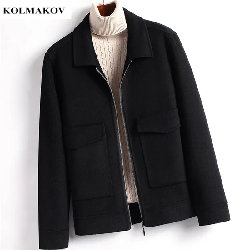 2019 Winter new Double sided wool coat Men's high quality trench coat Men's casual woolen coats fashion men zipper overcoat