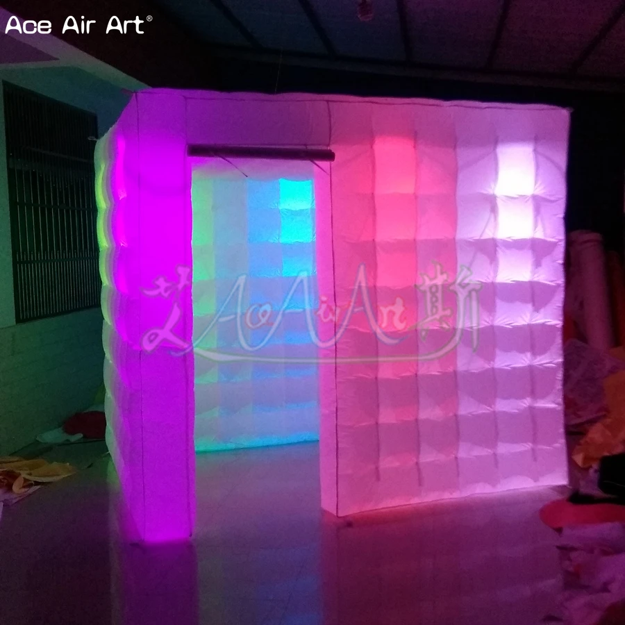  New size cube inflatable photo boothcabinet photo backdropsocial booth with foldable curtain and 1 