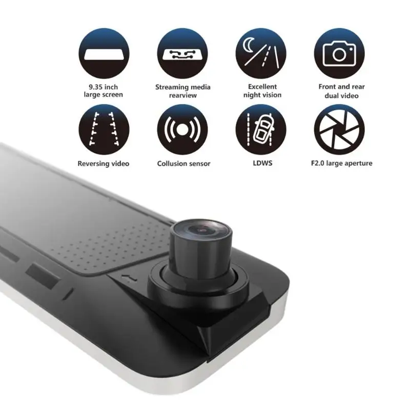 JADO D230 поток медиа зеркало заднего вида DVR камера ADAS Dash Cam 9,3" ips сенсорный экран Full HD 1080P видеорегистратор ночного видения