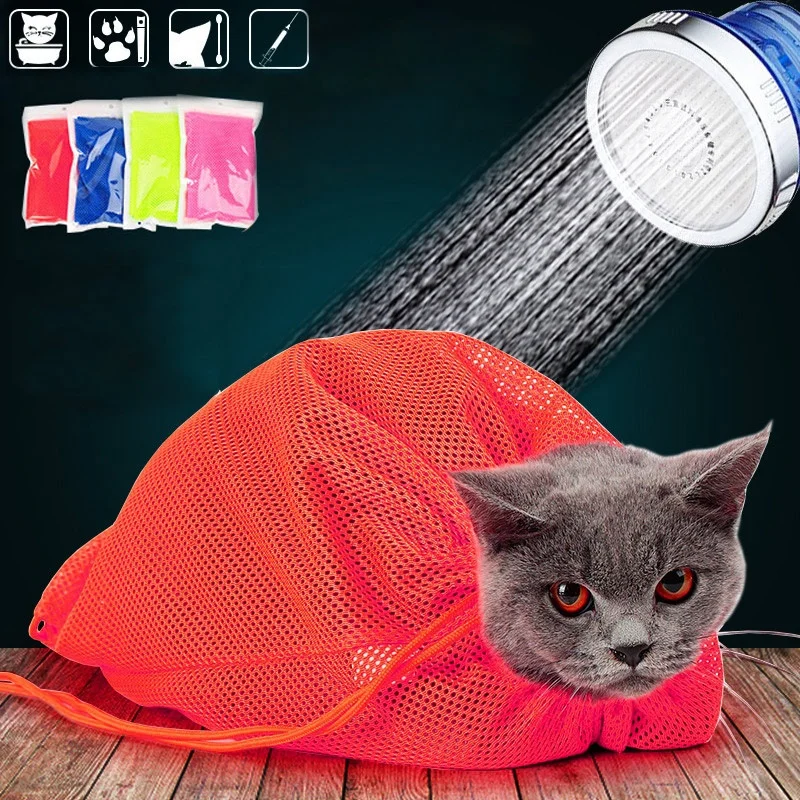 Сетчатый мешок Orang catinchittingbag, сетчатый купальный Кот, розовый, голубой, товары для красоты, сумка для ванной, фиксированная сумка, сумки для катания, мешок для ногтей