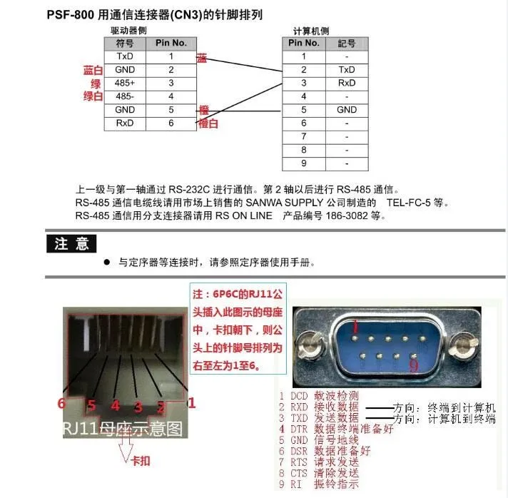 Computer RS232 to RJ45 Router Debugging Line DB9 to RJ9 Servo Drive C7 Encoder Line