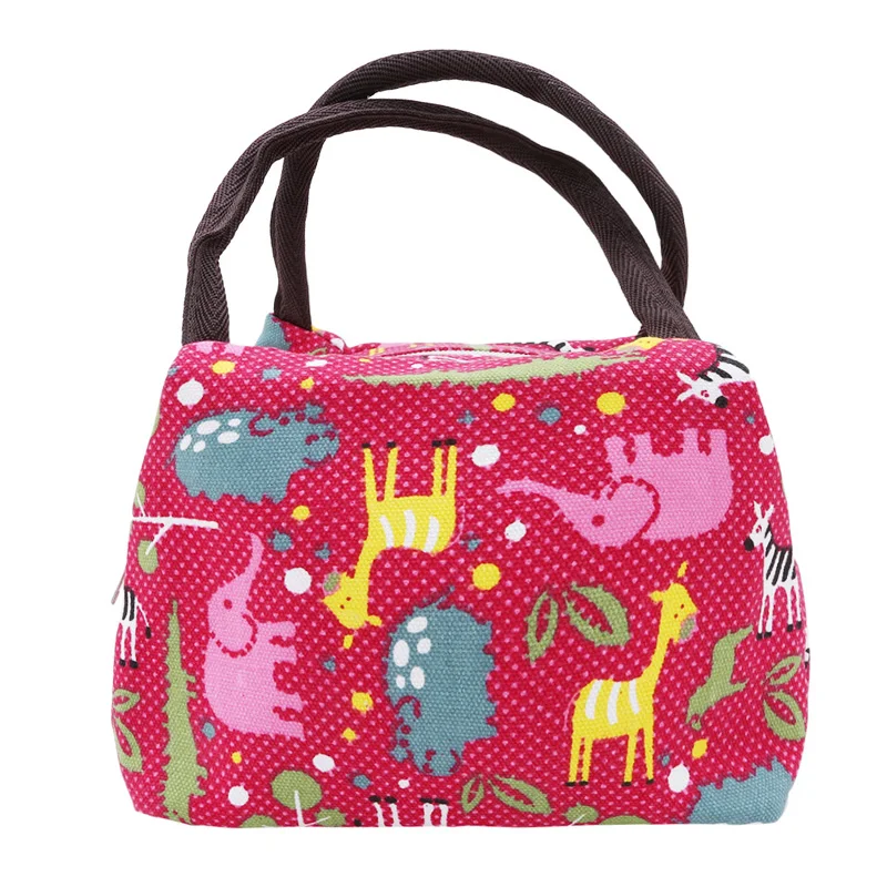Small animal red Изолированная сумка для обеда, Термосумка с мультяшным животным принтом, сумка-тоут, сумка-холодильник для пикника, еды, Ланч-бокс, сумка для женщин, девочек, девушек, детей - Цвет: Small animal red