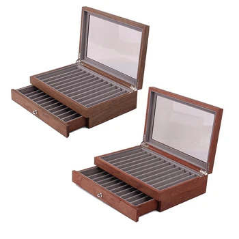 

23 Wood Pen Display Box, Storage Pen Pen Box, Storage Box, Glass Window, Two Display Box and Drawer