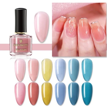 

BORN PRETTY Translucent Jelly Nail Polish 6ml Red Purple Pink Nail Art Polish Long Lasting Semi-transparent Nail Art Varnish