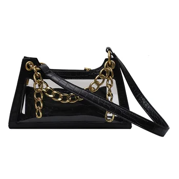 

Lady Shoulder Bag Imitation Leather Fashion Female Handbag Set Women Youth Chain Bag Set Transparent Bag Stone Pattern