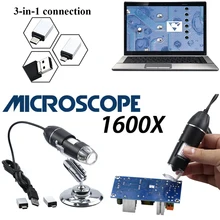 Профессиональный USB HD цифровой микроскоп 1600X1000X500X8 светодиодный электронный микроскоп Эндоскоп увеличительная камера лупа+ держатель