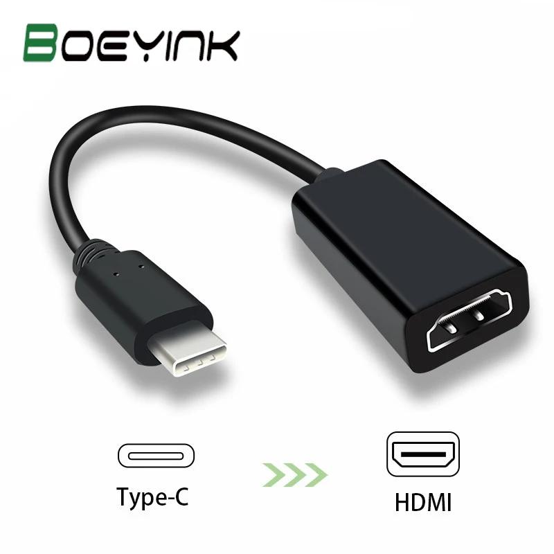 Usb type C-HDMI адаптер USB 3,1(USB-C)-HDMI адаптер переходник для мужчин и женщин конвертер для MacBook huawei Matebook samsung - Цвет: Black