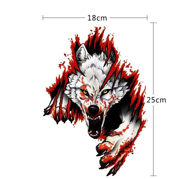 Car Personality 3D Realistic Wolf Head Hood Car Body Car Door Body Decorative Stickers Car Stickers Anime Car Accessories