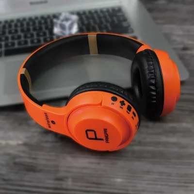Беспроводные Bluetooth наушники гарнитура для телефона с микрофоном наушники с шумоподавлением шлем Аудио Поддержка TF карта - Цвет: Orange