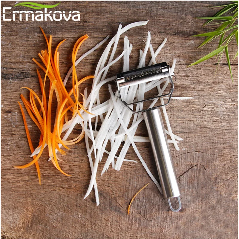 Ермакова Премиум Ультра Острый нержавеющая сталь морковь картофеля двойной нож для чистки и нарезки соломкой и Овощечистка Slicer Cutter Терка