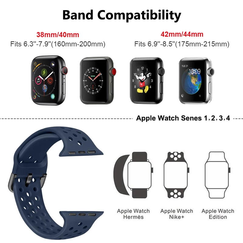Ремешок для Apple Watch 38 мм 42 мм iWatch 4 ремешок 44 мм 40 мм спортивный силиконовый ремень браслет correa Apple watch 5 4 3 2 аксессуары