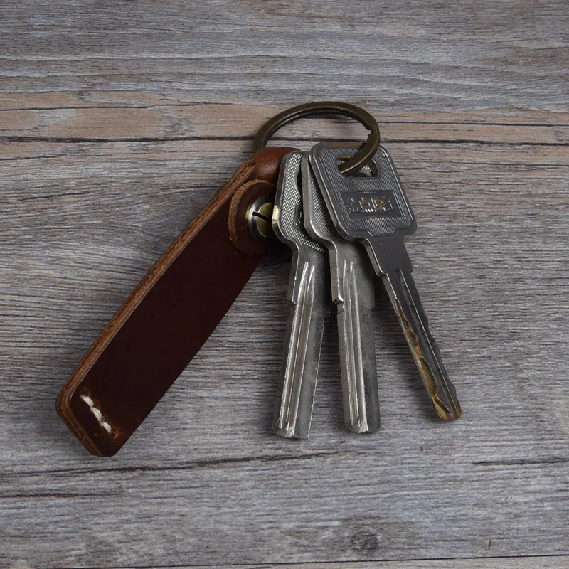 Tanie Pas biodrowy wiszący prawdziwy skórzany na klucze uchwyt Handmade minimalistyczna obudowa kluczyka sklep